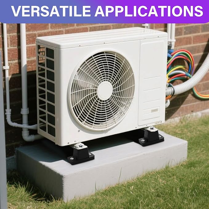 8 Pack Rubber Vibration Isolator Mounting Bracket, Anti Vibration Shock Absorbing Pads for Outdoor Mini Split Air Conditioner Condenser, Ground Stand for AC Units
