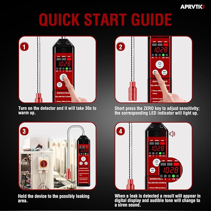 Combustible Gas & Refrigerant Leak Detector, Aprvtio WJL-6000PRO Combine Gas Tester with Loud Alarm, Measures PPM%LEL 1800mAh Rechargeable Battery for R454B R410A A2L Propane Methane