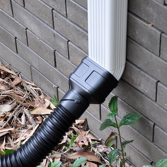 16.5ft Long Downspout Extender, 3.1" OD Gutter Downspout Extensions Pipe for 3"×4" and 2"×3" Downspout, Inside Diameter 2.6 Inches, Flexible Pipe Stretched Length 16.5ft, Black,1-Pack