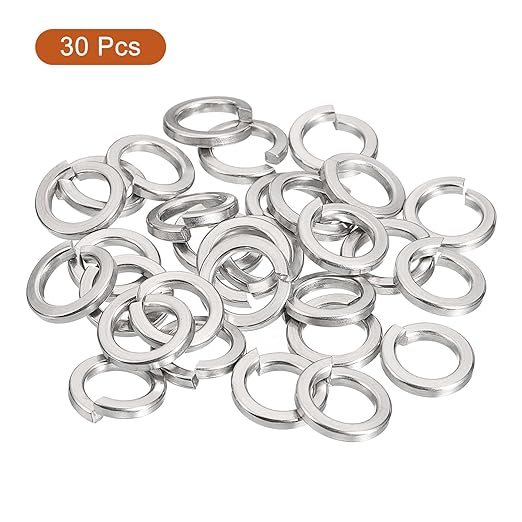 uxcell 30 Pcs Spring Lock Washer, M10 Split Lock Washer Assortment 316 Stainless Steel Lock Washers for Screws Bolts Nuts, Silver