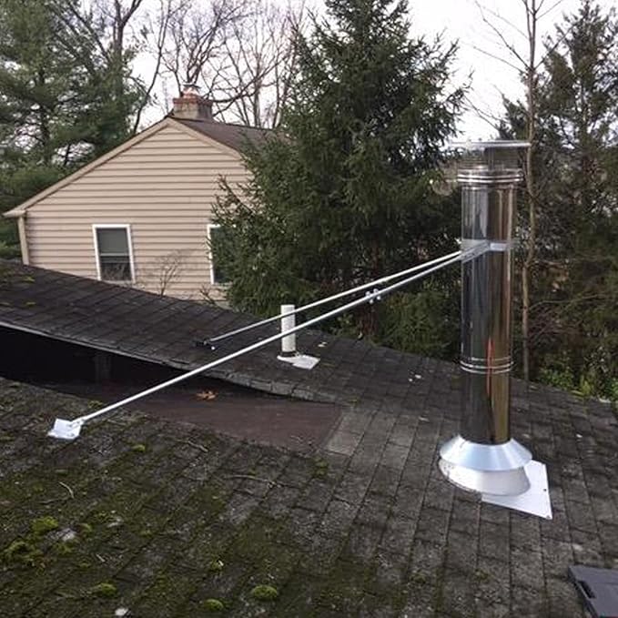 Extended Roof Bracket Kit, Suitable 6 -14 inch Chimney Stove Pipe for Stability, Adjustable Extended Roof Brace for Securing 6 -14in Diameter Stove Pipe Silver, Mounting Brackets Adjustable Legs