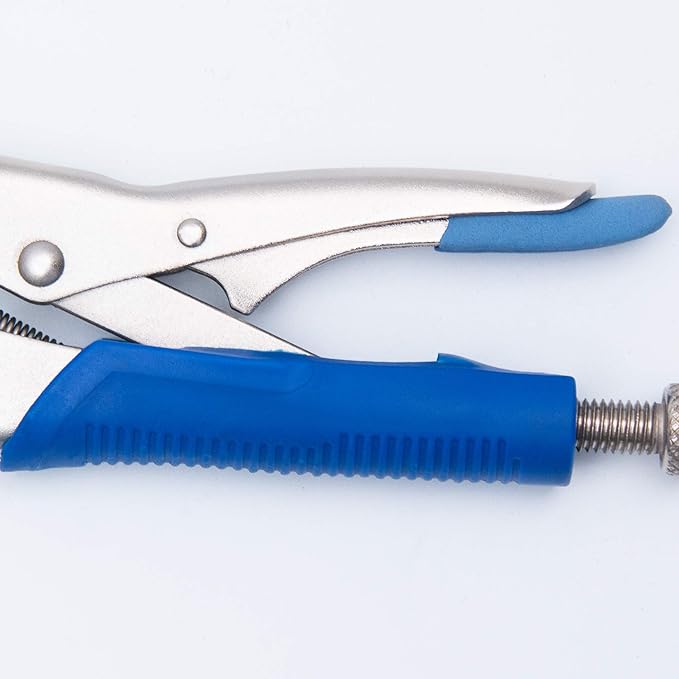 DRAGONITE 10 inch Welding Pipe Plier, Locking C-clamp with Large adjustable V Pads, Fast Release and Ergonomic Grip, Clamping 1”, 2” and 3" three different thicknesse