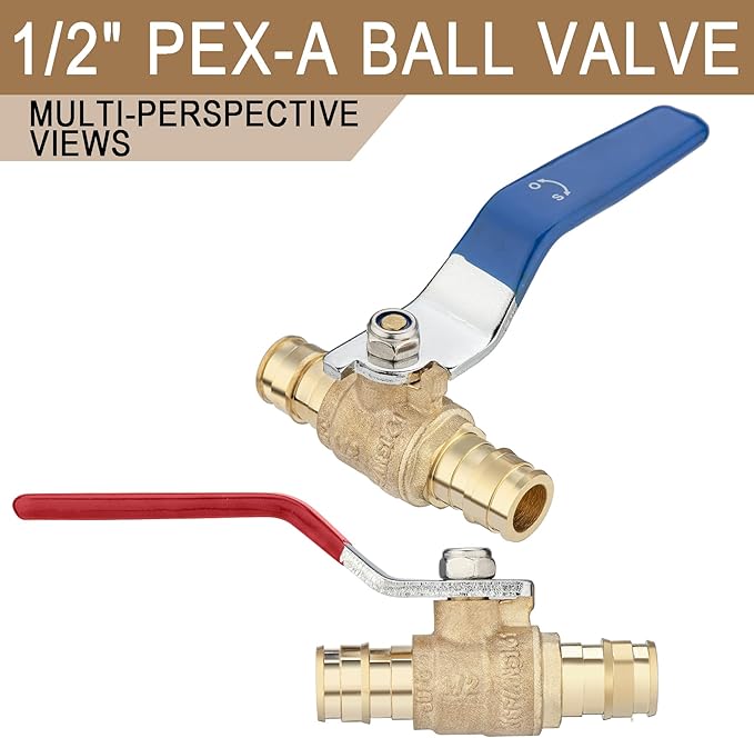 [10 Pieces] Lingmfg 1/2" PEX-A Expansion Ball Valve Shut Off Valve LING-BV1-1/2F1960-10