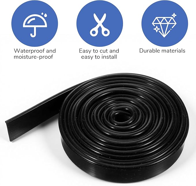 Framed Shower Door Bottom Seal Shower Bottom Waterproof Door Rubber Sweep Trim 118 Inch Black Silicone Waterproof Trim Sweep Replacement Seal for Home Bathroom Showers, Tee Insert Shape