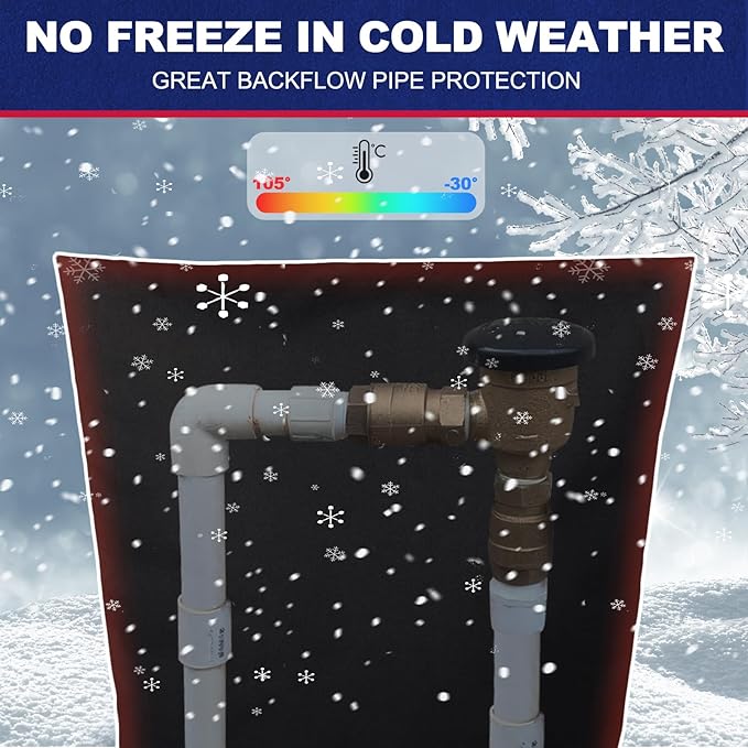Backflow Preventer Cover Insulated (5˚F) - 20" W x 26" H Backflow Cover for Winter Pipe Freeze Protection - Sprinkler Covers for Outside - Double Wall Insulation Cover Black