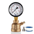 Gas Test Pressure Gauge 15 Pound, 15 PSI / 100 kPa, 3/4” FNPT Connection, Brass Valve, Forged Brass Bell Shape Body Assembly.