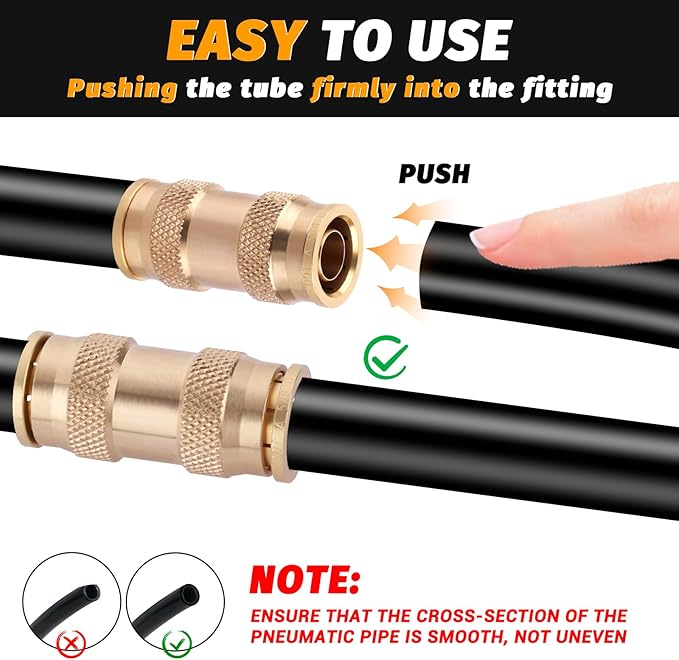2 Pack 5/8" Air Brake Line Fitting, Push to Connect Union Fittings, DOT Brass Push in Fitting, Air Brake Union 5/8" Tube OD for Trucks Trailers and Industrial Use