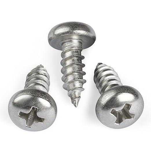 #4 x 1/2 Inch Pan Head Wood Screws, Phillips Drive, Stainless Steel 304 (18-8), Self Tapping for Wood, Sheet Metal Screws, 200 Pack