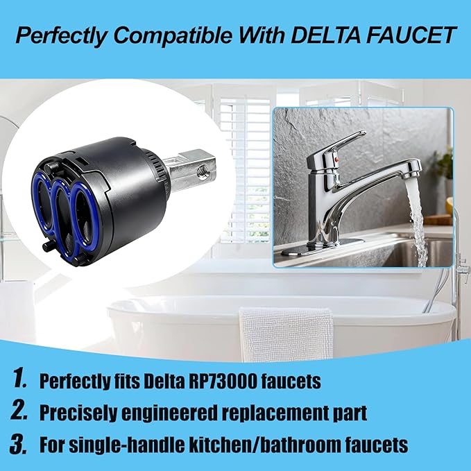 RP73000 Faucet Cartridge for Delta Kitchen/Bathroom Faucet Cartridges Parts for Delta Plumbing Replacement Part, Faucet Cartridges Valve Repair Kit, Easy DlY Installation（Screws Not Included）
