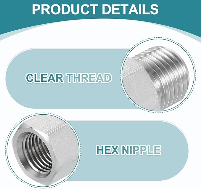 uxcell Pipe Fitting Reducing Adapter, G1/4" Male x 1/4" NPT Female 304 Stainless Steel Reducer Connector for Water Oil Air Pressure Gauge, Silver