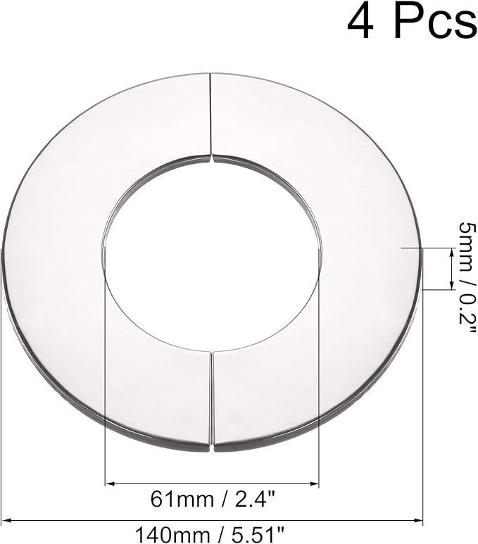 uxcell Wall Split Flange, Stainless Steel Round Escutcheon Plate for 61mm Diameter Pipe 4Pcs
