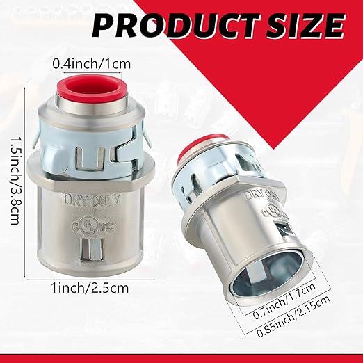 35 Pack Metal-Clad Cable Connectors, 3/8" Snap in Connectors Zinc Electrical Conduit Cable Connector for Steel and Aluminum Cables, Knockout Size 1/2'' Steel Construction