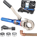 GC-1632 Hydraulic Copper Pipe Crimping Tool Kit, 6 Ton Force with 1/2" 3/4" 1" Dies, Pipe Cutter & Deburring Tool for Plumbing & HVAC