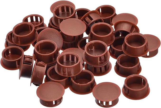 uxcell 19mm(3/4") Plastic Hole Plugs, 36Pcs Flush Type Panel Round Snap in Fastener Knockout Locking Plugs for Furniture Insert End Caps Panels, Red