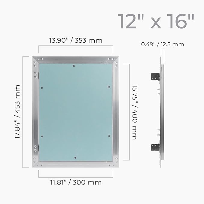 12" x 16" Inch Wall Access Panel - Waterproof Drywall Panel & Aluminum Frame Crawl Space Hatch Door - Plumbing Access Panel for Wall & Ceiling, HVAC - Drywall Access, Cover