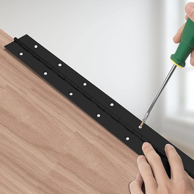 2Pack Heavy Duty Piano Hinge, 2" Open Width x 20" Continuous & Piano Hinges, 0.06” Thick Stainless Steel Piano Hinge with Holes, Black Stainless Furniture Hinges for Cabinet Door Cases Woodworking