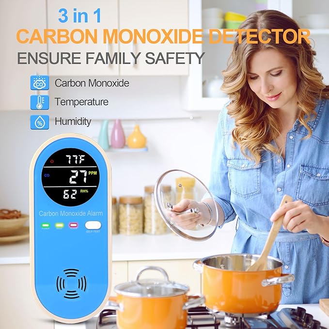 Plug-in Carbon Monoxide Detector with Real-Time CO Display & Temperature/Humidity Monitor, Plug-in CO Alarm for Home, RV, Apartment, Indoor Air Safety 2-Pack