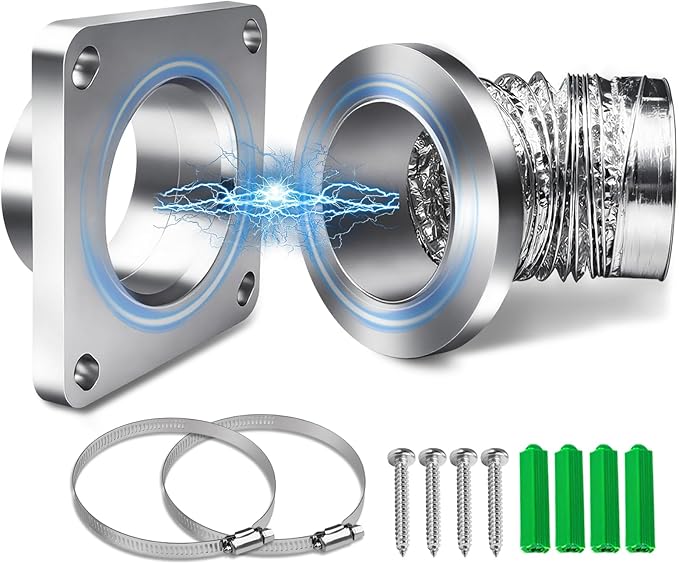 Magnetic Dryer Vent Coupling-Quick Connection and Disconnection Strong Magnet Self-Alignment Design Quick-Installation Dryer Magnetic Vent Connector Dryer Vent Connector Kit (Natural Titanium)