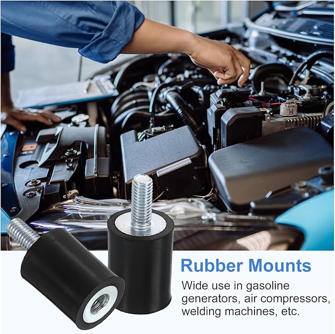 uxcell M5 Rubber Mounts, 8Pcs 15x20mm(DxH) Rubber Cylindrical Anti Vibration Isolator Shock Absorber with Lock Nuts for Car Bobbin Generator Air Compressors