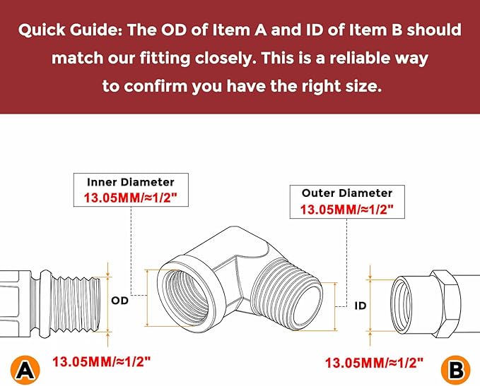 Pack of 2, 90° 1/4" FNPT to 1/4" MNPT Solid Brass Barstock Street Elbow W/Sealing Tape, Forged Pipe Fitting for Pipe Leak Repair, Bathroom Remodeling, Tool Extension, Compression