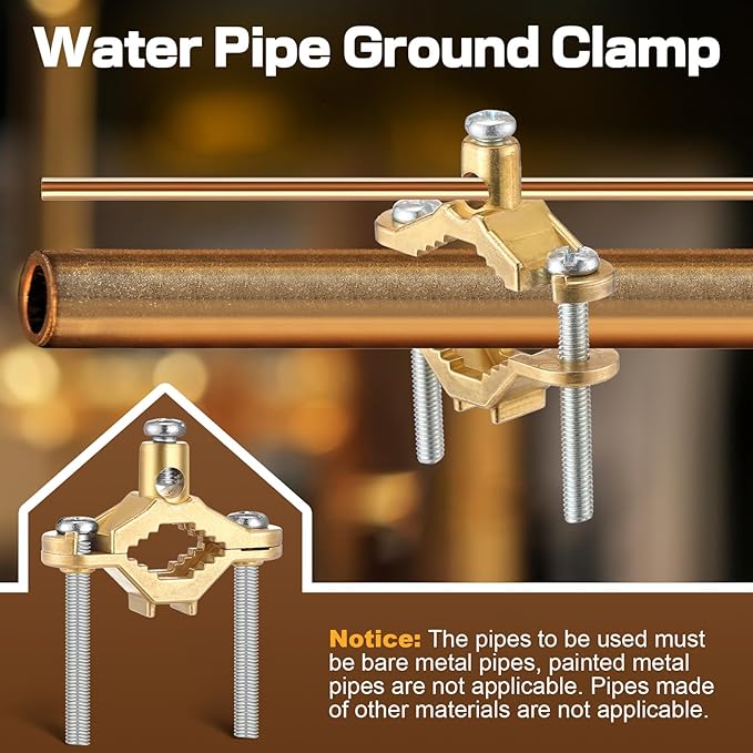 Feekoon 6 Pcs Ground Clamp 1/2-1 Conduit Fitting, Copper Alloy Wire Clamp Conduit Fitting, for Bonding Ground Wire to Water Pipe or Steel