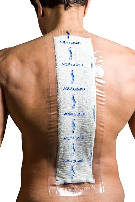 TIDI 50022-PKG AquaGuard Sheet – 7” x 22” – (Area of Coverage: 5” x 20”) – Shower Protection Sheet – Self-Adhesive Moisture Barrier – Wound Cover for Showering – 7 Sheets – Home Medical Supplies