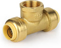 (10 Pack) EFIELD Female Tee 1/2"x1/2"x1/2" Push Fit Female Plumbing Tee,Brass Fitting No Lead For Copper Pex CPVC,(PF219-10PCS)
