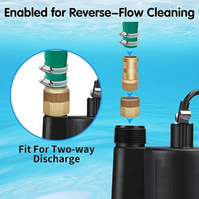 50FT Lay Flat Pool PVC Hose, 1.5" Discharged Sump Pump Hose Kit, 50FT Heavy Duty Drain Hose, Pool Backwash Hose 1.5 inch with 2PCS Metal Sump Pump Adapters(1.5" Barb and 1.25 Two-way Coupler)