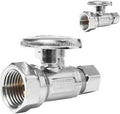 50-PCs HeSun Straight Stop Valve, 1/2" FIP X 3/8" OD Compression, 1/4 Turn Shut Off Valve, Chrome Plated Brass(VALVE057-50)