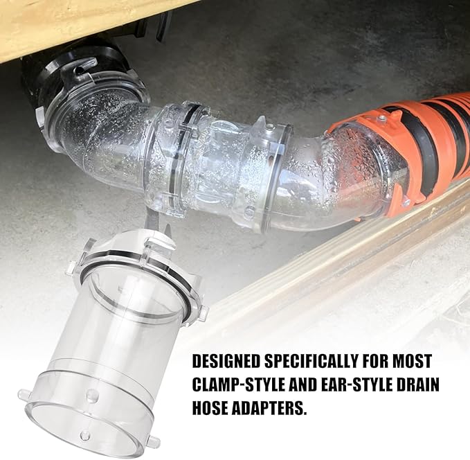 RULLINE 5" RV Clear Sewer Hose Extension Adapter Sewer Hose Connector with Leak-Proof Seal Compatible with Bayonet/Lug Compatible with Easy Hookup for Camper Trailer Motorhome