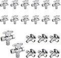 20-Pack Foskan Dual Outlet Angle Stop Valve,1/4 Turn Shut off Valve,1/2" PEX-A x 3/8" OD x 3/8" OD,Chrome Plated Brass