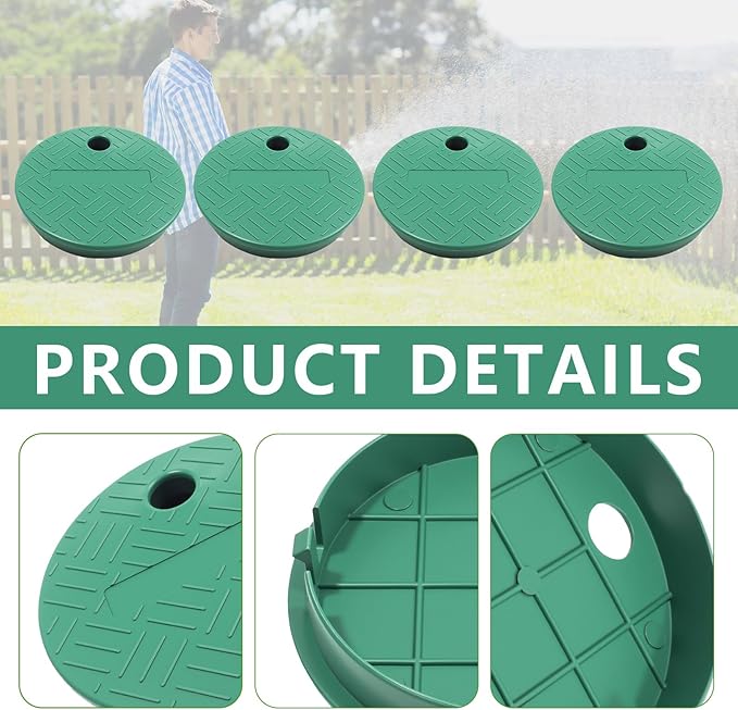 4PCS Green Sprinkler Valve Cover,Sprinkler Valve Box Lid,Id 5.5" Od 6",Outdoor Irrigation Replacement Covers for Irrigation Valve Box Protection,Suitable for Public Green Areas and Gardening Scenes