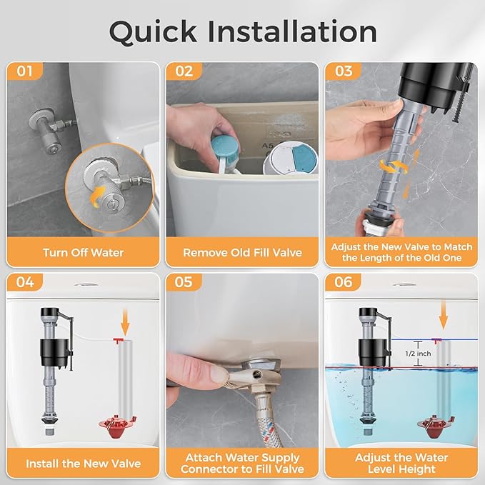 Universal Toilet Flusher Replacement Kit, Fill Valve, 2-Inch Flapper, Toilet Handle Lever, Adjustable, Quiet, Easy to Install, Complete Toilet Parts Inside Tank Kit (Red, 2-Pack)