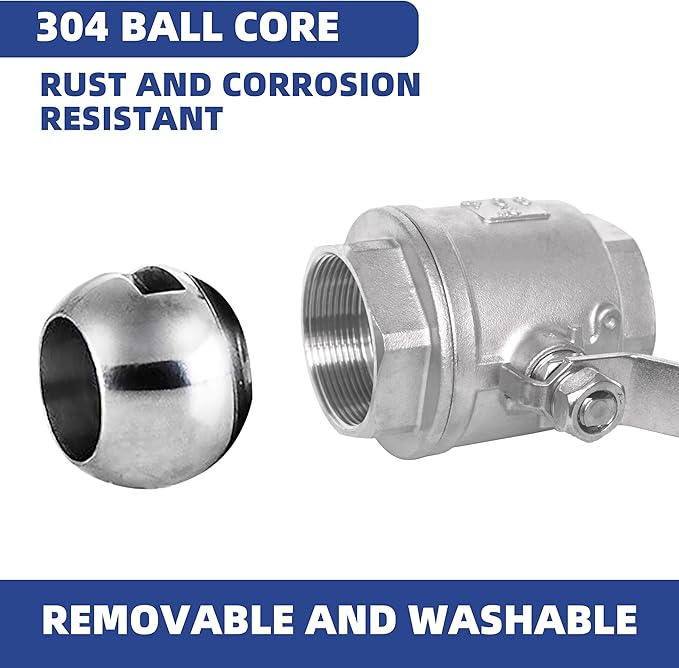 3/4" NPT Full Port Ball Valve, Female x Female Thread 2-Piece Heavy Duty Ball Valve with Blue Locking Handles 1000WOG for Water Oil Gas (3/4", DN20)