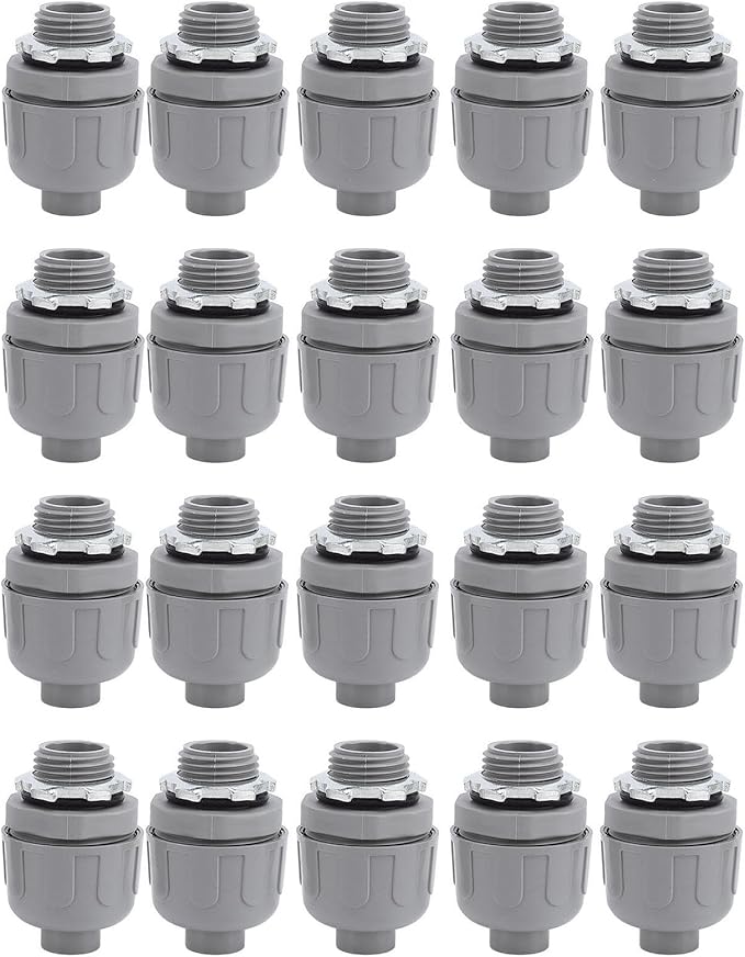 FTVOGUE 20PCS Liquid Tight Connector, Non Metallic Flexible Electrical Conduit Fittings with 3/4 Inch NPT Interface for Home and Outdoor