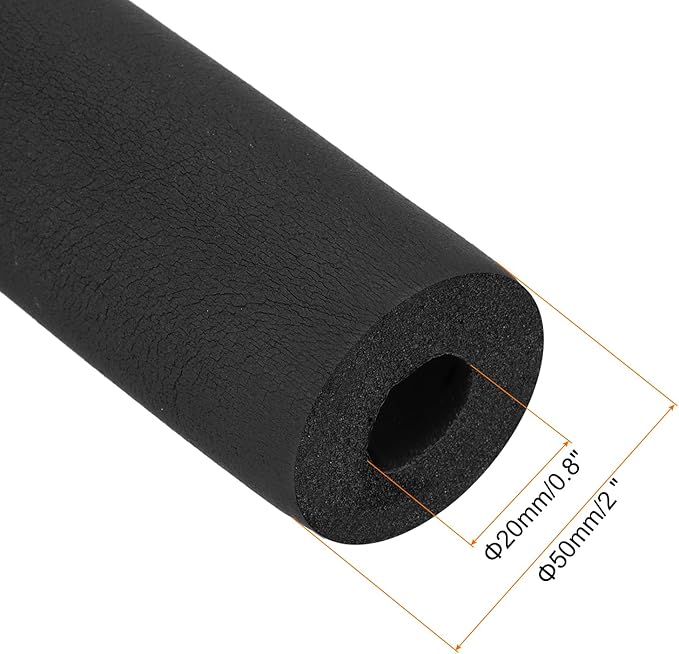 uxcell Foam Tubing for Handle Grip Support, Pipe Insulation Outside Pipe Lagging, 20mm ID 50mm(2") OD 1m Black