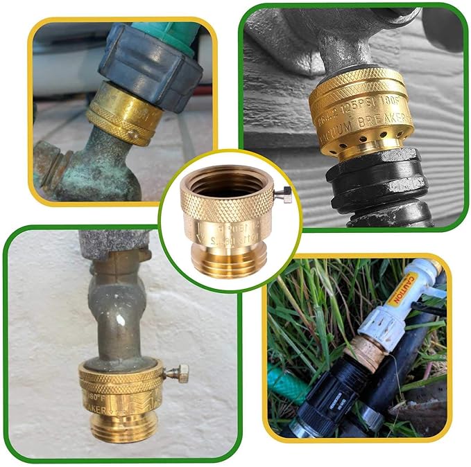 2 Pack Brass 3/4" Inch GHT Hose Bibb Connector Backflow Preventer Vacuum Breaker