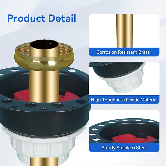 Freestanding Tub Drain Rough-in Kit with with ABS Plastic Adapter and Brass Tail Pipes Fit for Freestanding Bathtub & Floor Mounted Bathtub & Copper Bathtub