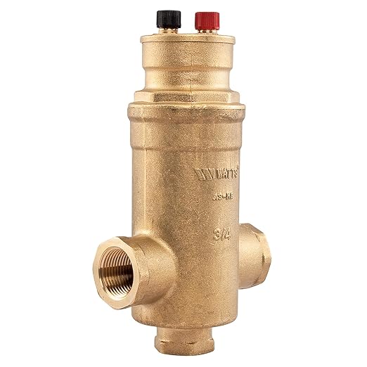 Watts AS-MB FPT Microbubble Air Separator For Hydronic Heating Systems, 3/4 Inch, Female Threaded End Connections, Forged Brass Body, Includes High Capacity DuoVent Air Vent Assembly