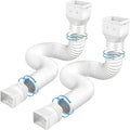 White 2 pack flexible rain gutter downspout extensions flexible, drain downspout extender,rainwater drainage ditch joint, can be extended from 21 inches to 68 inches