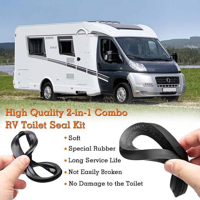 385311652 RV Toilet Seal & 385311658 RV Toilet Flush Seal Kit for Dometic 300/310/320, RV Toilet Seal Kit, Solve Leakage Problem, 2-in-1 Combo Kit