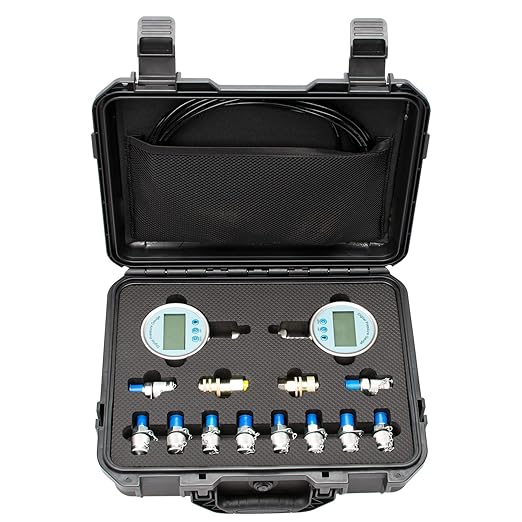 Digital Hydraulic Pressure Test Kit, Hydraulic Pressure Gauge Tester Set with 2 Digital Gauges (16MPa/80MPa)