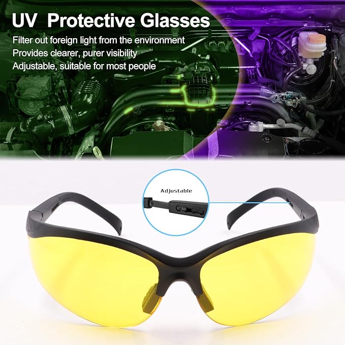 Vansky Air Conditioner Leak Detector: Professional Car Tool 68 LED Automotive AC UV Dye Leak Detection Kit with Protective Glasses