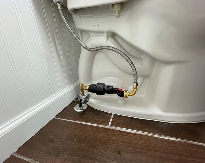 Water Block Automatic Toilet Leak Detector & Shutoff Valve Kit - Stops Leaks, Prevents Floods & Property Damage, Saves Money & Conserves Water - Includes Fittings - Tight Space Horizontal Installation