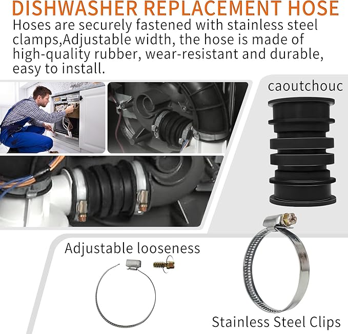 Dishwasher Hose Kit W11419334 for Whirlpool Jenn-Air KitchenAid Maytag Kenmore AP6981352 4960330 W11250985 PS12745538 EAP12745538 Circulation Pump to Sump Connect Hose (2-Piece)