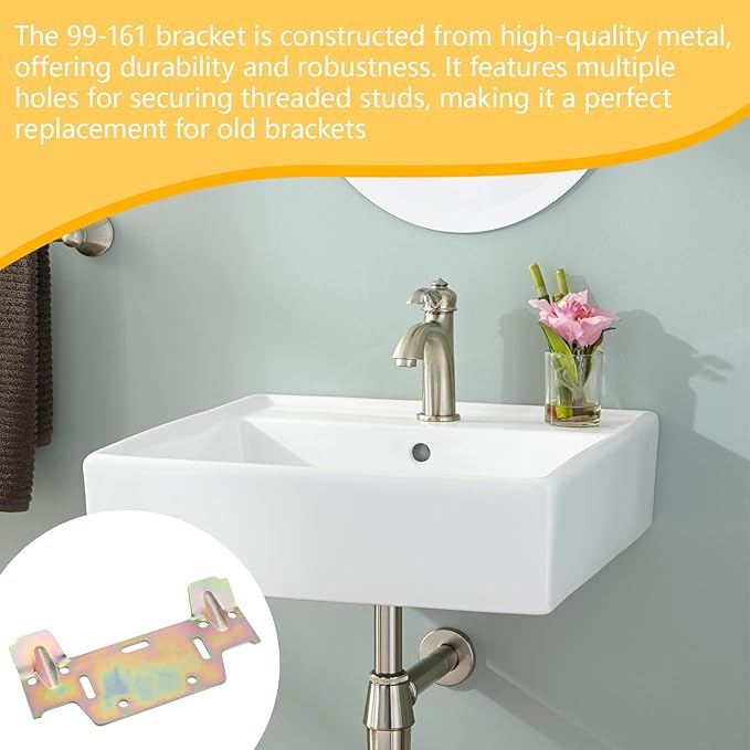 99-161 Wall Hung Sink Bracket, Heavy-Duty Metal Support Frame Compatible with American Standard 111074, 5.02"x3.06"x3.03", Replacement for Fits Most Gerber Pedestal Sinks（2 Pack）