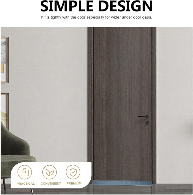 3pcs No Glue Door Draft Stopper Under Door Sweep Soundproofing Strip for Wide Gaps Weather Stripping Seal Noise and Cold Air Blocker Gray