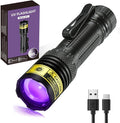 DARKDAWN UV Flashlight 395nm Black Light Mini USB Rechargeable Ultraviolet LED Blacklight Woods Lamp Powerful Fluorescent Portable Detector for Pet Urine Stains, Scorpions, Resin Curing
