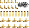 130 Pack Foskan 1/2 Inch PEX Brass Fittings Set, 10 PCS Each Elbows Tees Straight Couplings,With 100 PCS Clamp rings,PEX Crimp Barb Fitting Kit