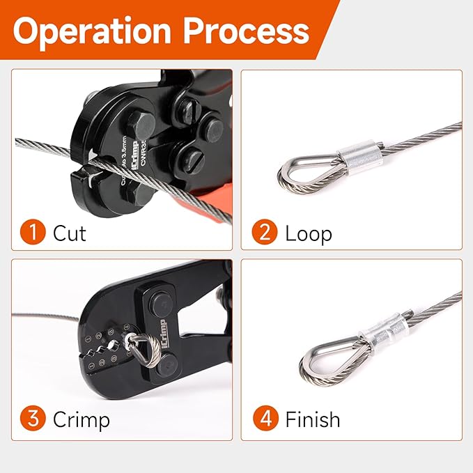 iCrimp Wire Rope Swager, 3/64-inch to 1/8-inch Wire Rope Crimping Tool with Cutter and 375pcs Sleeve Set, Fishing Crimping Tool IWS-1608M & CWR-60